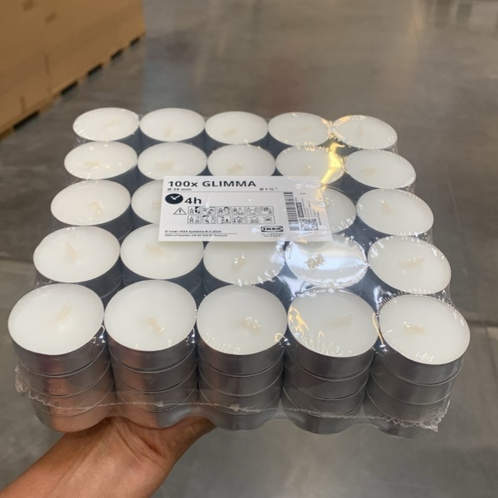 1 packs/100 individual IKEA GLIMMA Unscented tea lights date night dinner party